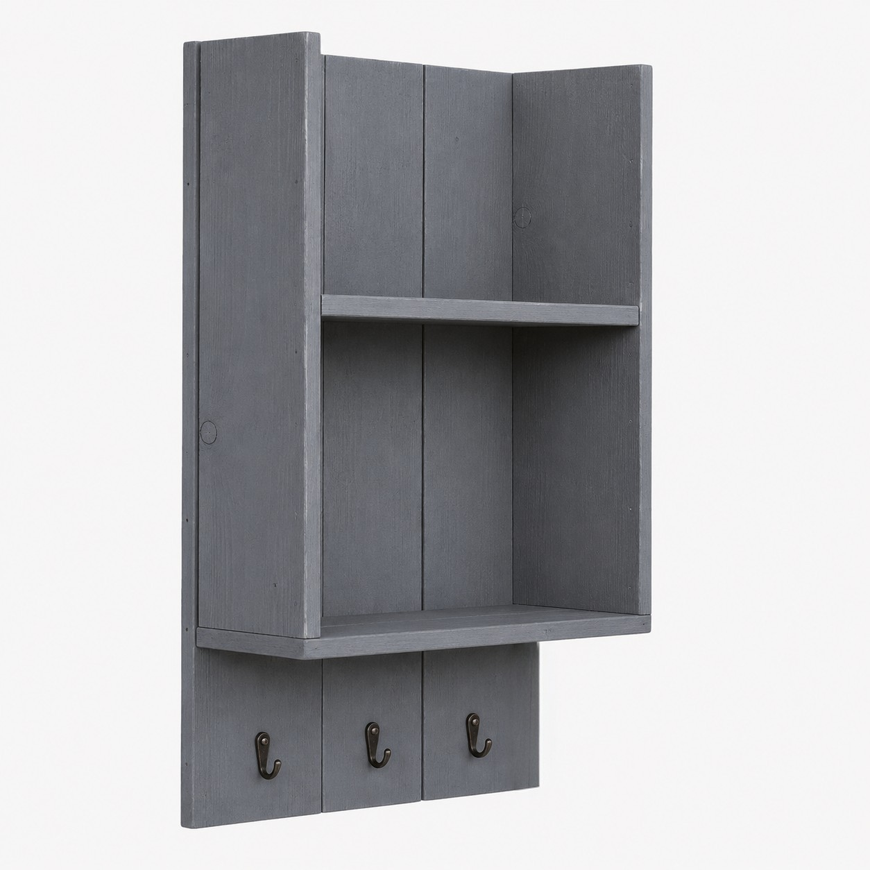 Burkstone Bathroom Shelf with Hooks | Rustic Wall Storage Organizer