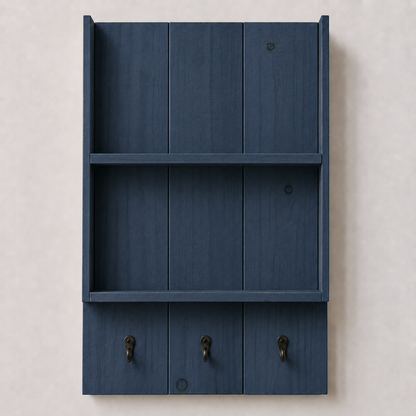 Burkstone Bathroom Shelf with Hooks | Rustic Wall Storage Organizer