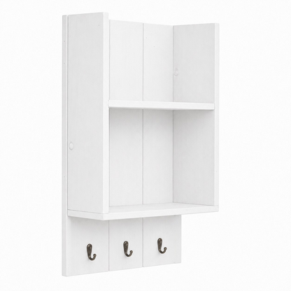 Burkstone Bathroom Shelf with Hooks | Rustic Wall Storage Organizer