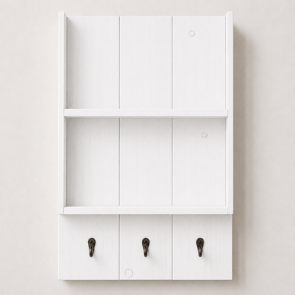 Burkstone Bathroom Shelf with Hooks | Rustic Wall Storage Organizer