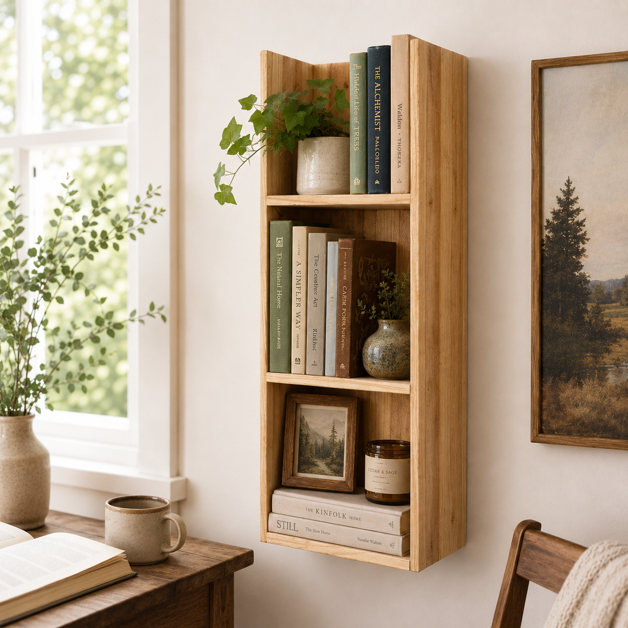 Timberline Vertical Wall Shelf - Rustic Cedar Storage and Display Shelf