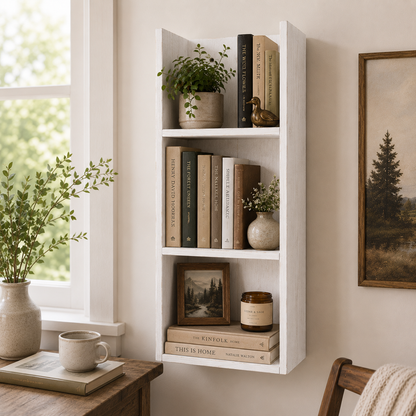 Timberline Vertical Wall Shelf - Rustic Cedar Storage and Display Shelf