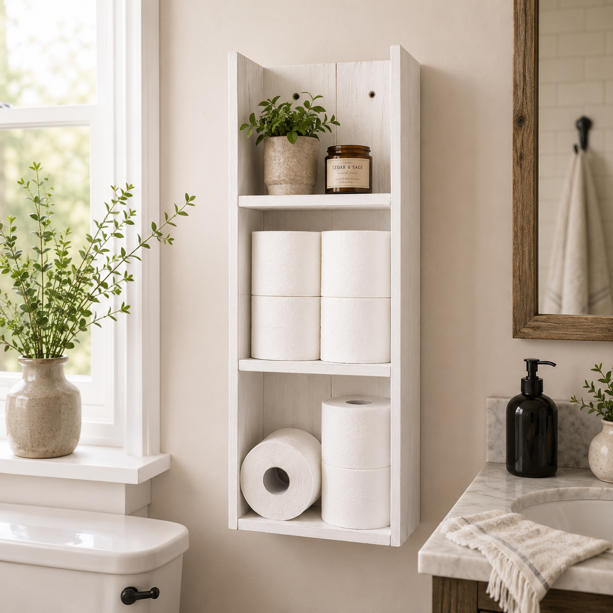Timberline Vertical Wall Shelf - Rustic Cedar Storage and Display Shelf