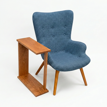 Solid Cherry Wood Open-Frame Side Table: Handcrafted Mid-Century Modern End Table – Premium Hardwood Narrow Pedestal Table