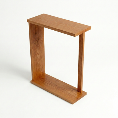 Solid Cherry Wood Open-Frame Side Table: Handcrafted Mid-Century Modern End Table – Premium Hardwood Narrow Pedestal Table