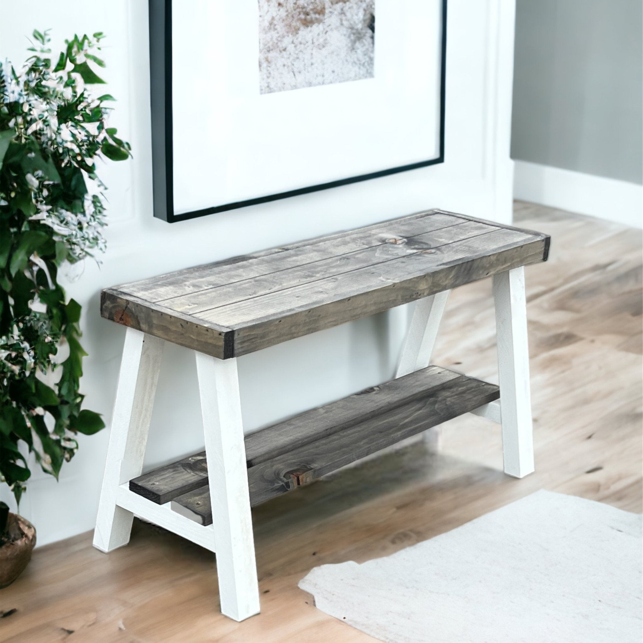 Bamberg Pipe Bench | Entryway Bench | Farmhouse Bench | Rustic Bench | ModernsBench | SorelsLegsBench | top Solid WoodsBench | Country Bench