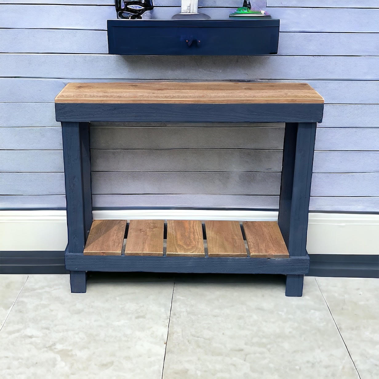 Farmhouse Rustic Wood Small Entry/Sofa Table - Intrinsic Haven Console Table Nat/Sage sofa