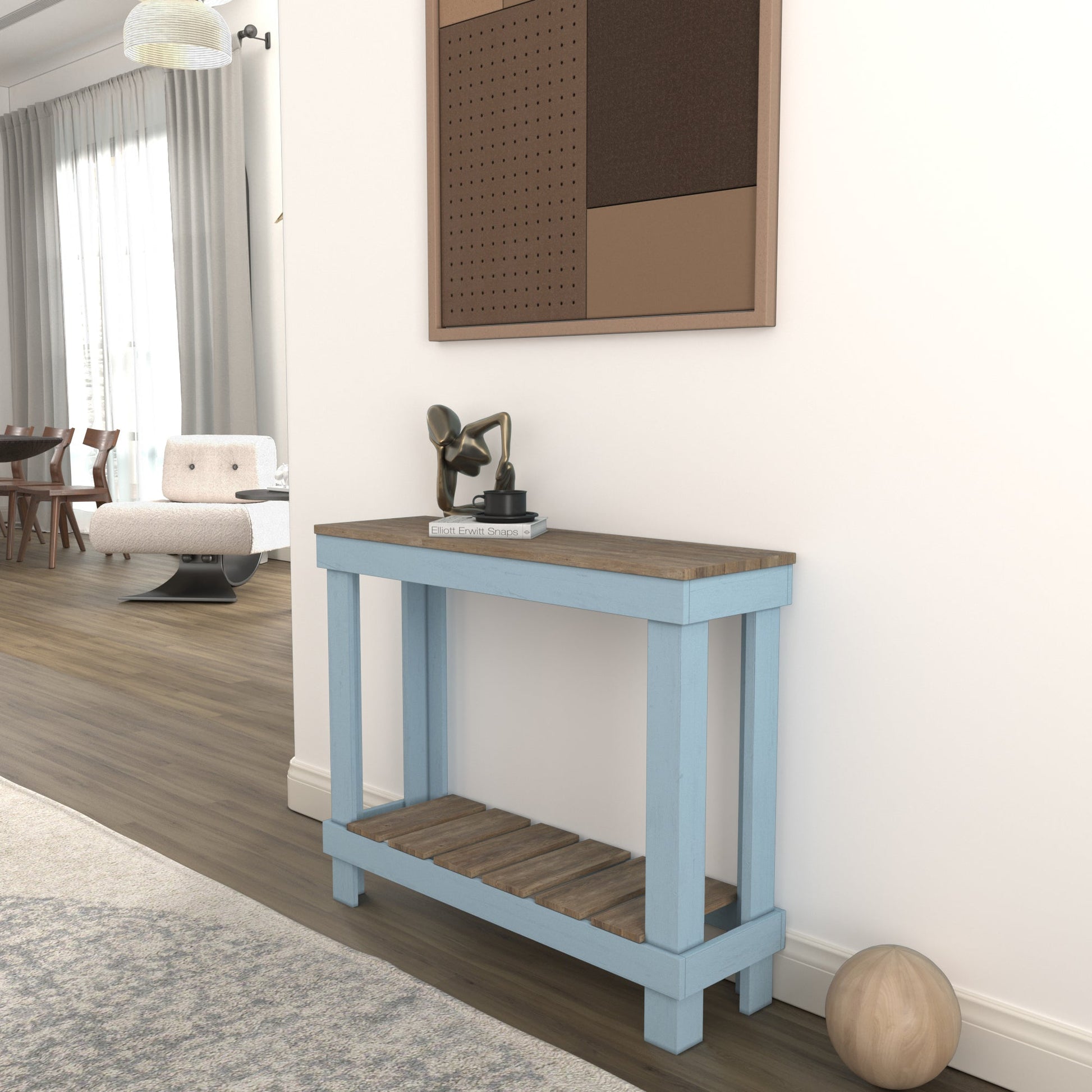 Farmhouse Rustic Wood Small Entry/Sofa Table - Intrinsic Haven Console Table Nat/Sage sofa