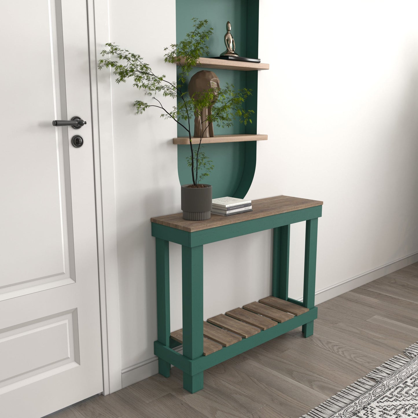 Farmhouse Rustic Wood Small Entry/Sofa Table - Intrinsic Haven Console Table Nat/Gray sofa