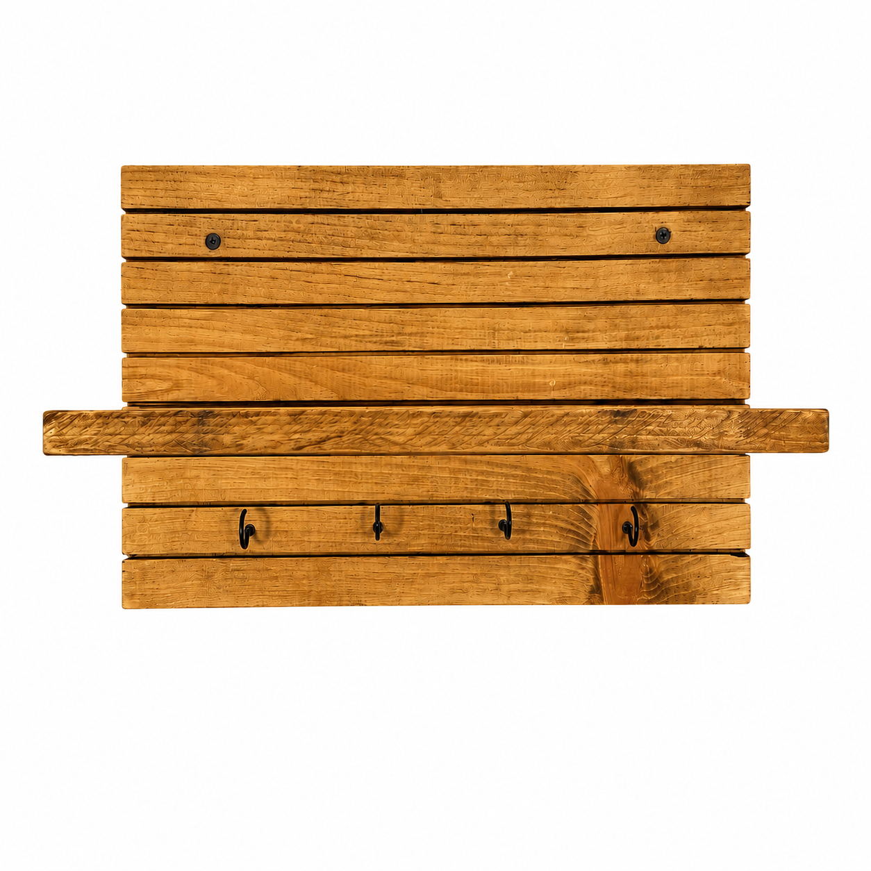 Waypoint Wall Organizer Shelf with Key Hooks - Rustic Entryway Storage Shelf for Keys, Wallets, and Everyday Essentials