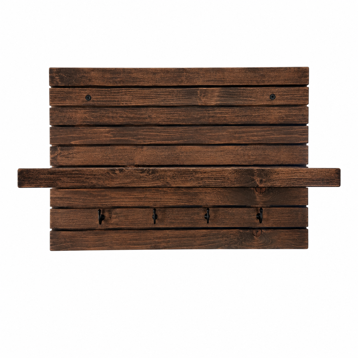 Waypoint Wall Organizer Shelf with Key Hooks - Rustic Entryway Storage Shelf for Keys, Wallets, and Everyday Essentials