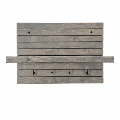 Waypoint Wall Organizer Shelf with Key Hooks - Rustic Entryway Storage Shelf for Keys, Wallets, and Everyday Essentials