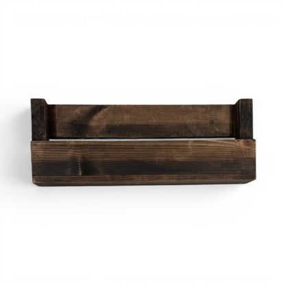 Vista Rustic Wall Organizer Shelf | Solid Wood Mail, Recipe & Magazine Holder