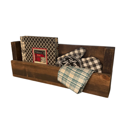 Vista Rustic Wall Organizer Shelf | Solid Wood Mail, Recipe & Magazine Holder