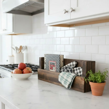 Vista Rustic Wall Organizer Shelf | Solid Wood Mail, Recipe & Magazine Holder