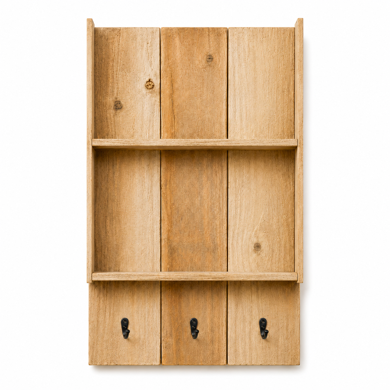 Burkstone Bathroom Shelf with Hooks | Rustic Wall Storage Organizer