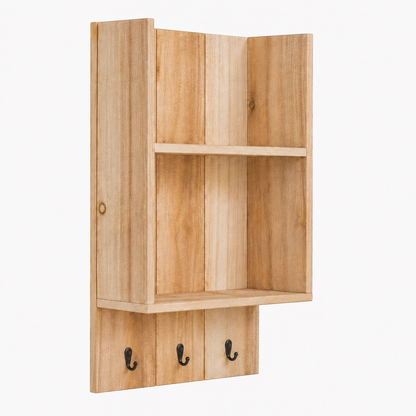 Burkstone Bathroom Shelf with Hooks | Rustic Wall Storage Organizer