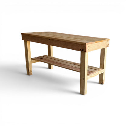 Farmhouse Rustic 1-Shelf Entryway Bench: Solid Wood Storage Bench with Shelf – Handcrafted Farmhouse Mudroom Seating