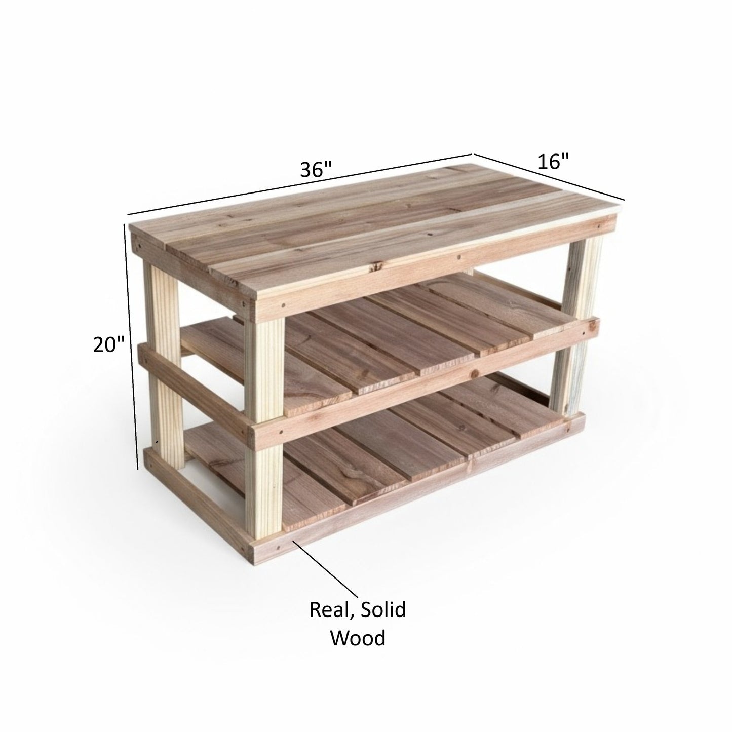 Rustic Wood Entryway Two-Tier Shoe Rack Bench: Solid Pine Boot Organizer & Bench – Handcrafted Farmhouse Storage