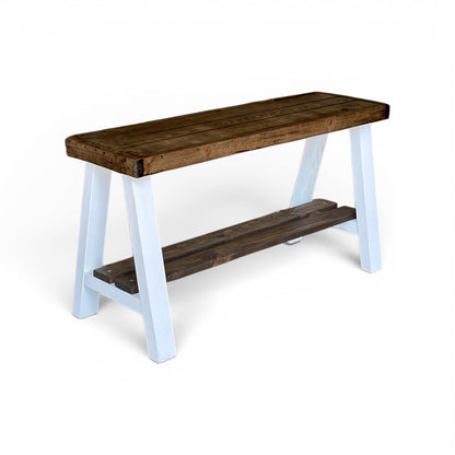 Farmhouse Olive Branch Solid Pine Wood Entry Bench: Handcrafted Rustic Entryway Seating – Solid Pine Wood Farmhouse Bench