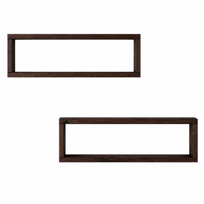 Gallery Box Shelf Set of 2, Solid Wood Floating Wall Shelves, Open Frame Display Shelves for Farmhouse Home Decor