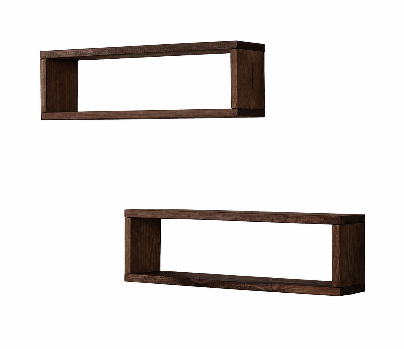 Gallery Box Shelf Set of 2, Solid Wood Floating Wall Shelves, Open Frame Display Shelves for Farmhouse Home Decor