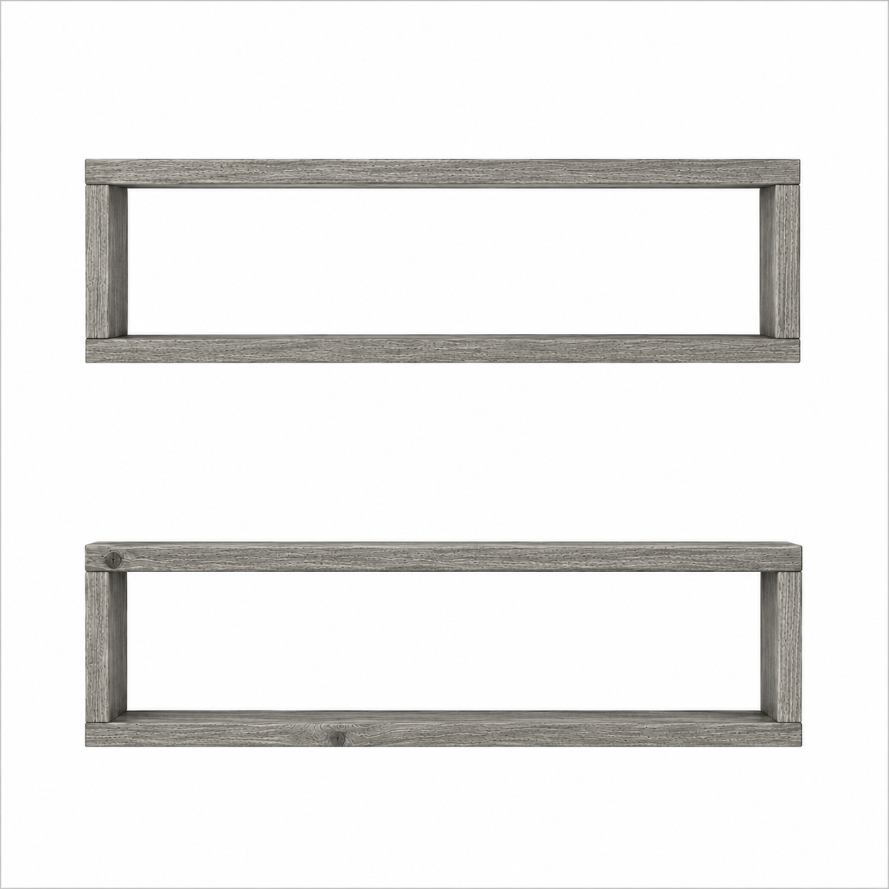 Gallery Box Shelf Set of 2, Solid Wood Floating Wall Shelves, Open Frame Display Shelves for Farmhouse Home Decor