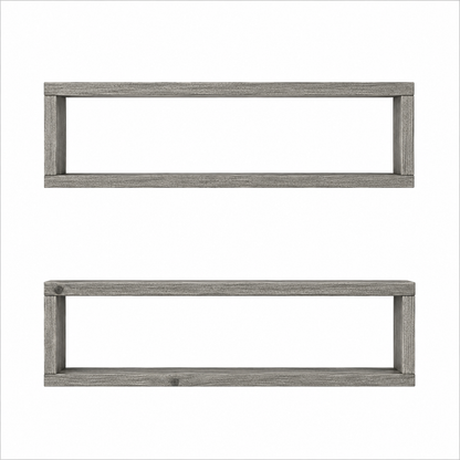 Gallery Box Shelf Set of 2, Solid Wood Floating Wall Shelves, Open Frame Display Shelves for Farmhouse Home Decor