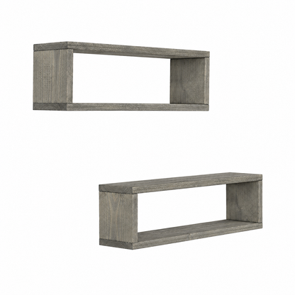 Gallery Box Shelf Set of 2, Solid Wood Floating Wall Shelves, Open Frame Display Shelves for Farmhouse Home Decor
