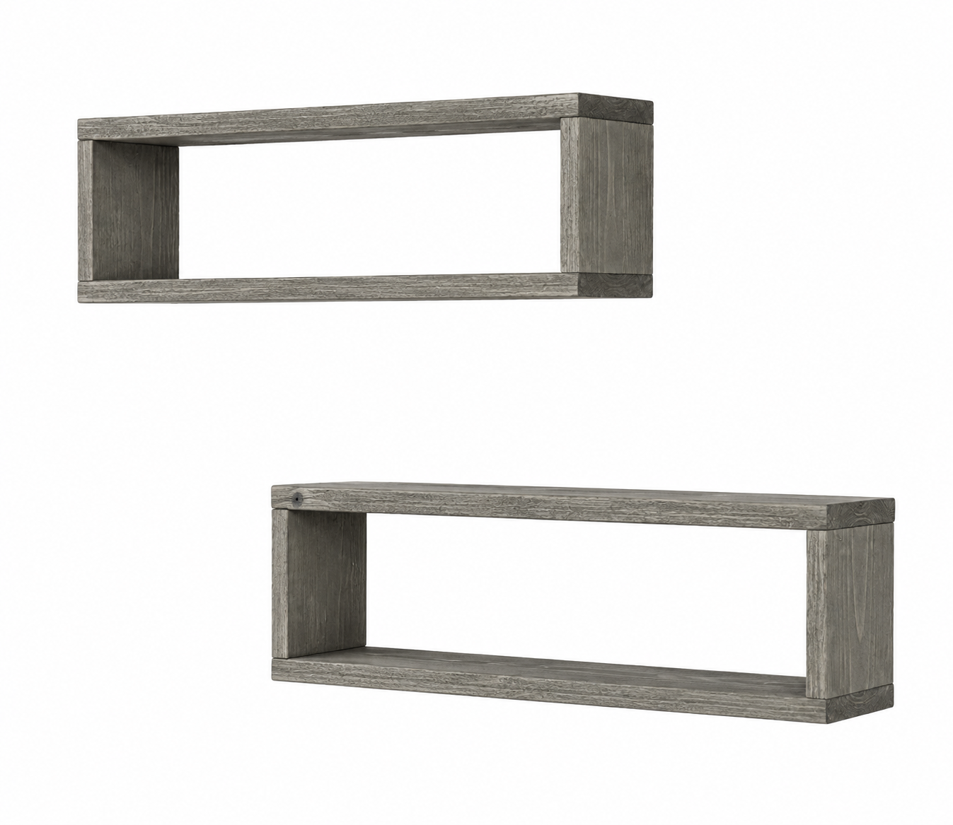 Gallery Box Shelf Set of 2, Solid Wood Floating Wall Shelves, Open Frame Display Shelves for Farmhouse Home Decor