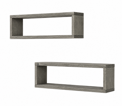 Gallery Box Shelf Set of 2, Solid Wood Floating Wall Shelves, Open Frame Display Shelves for Farmhouse Home Decor