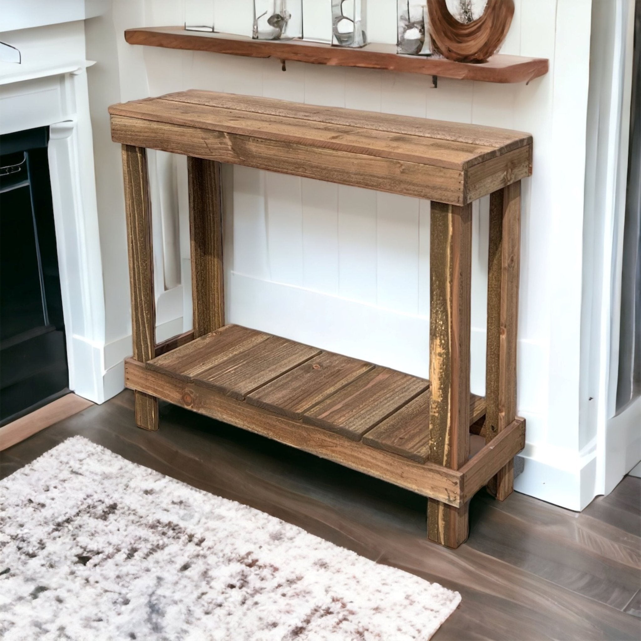 Reclaimed Wood Slim End Table, outlet Natural/White