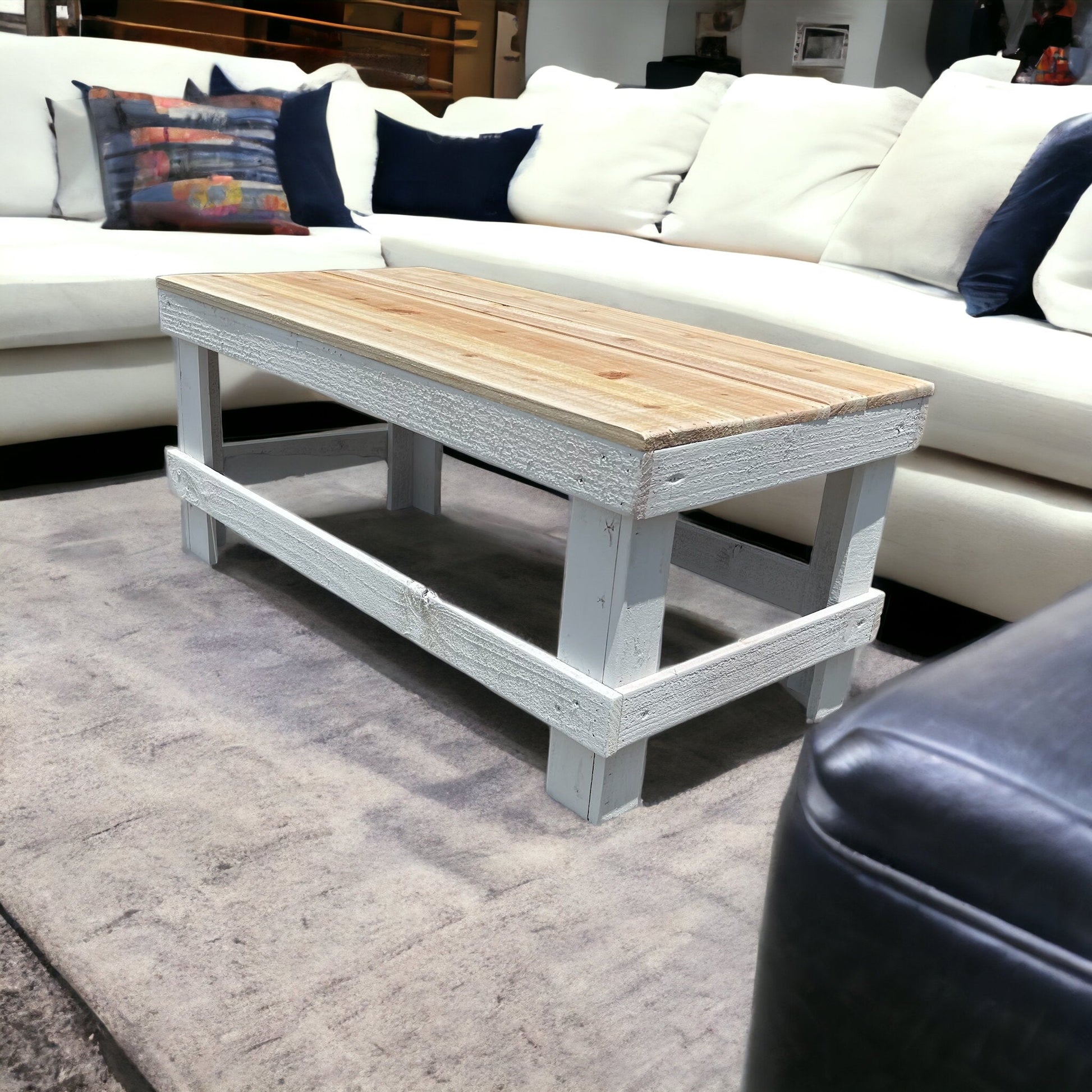 Rustic Farmhouse Coffee Table - Intrinsic Haven Coffee Table Dark Walnut/White