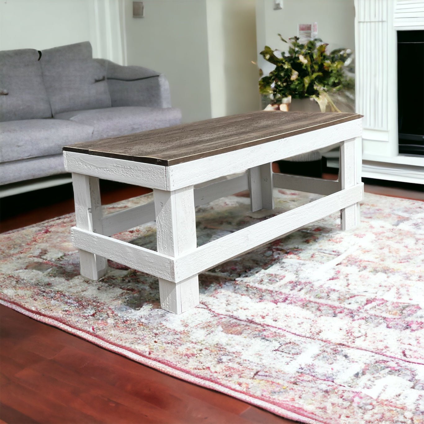 Rustic Farmhouse Coffee Table - Intrinsic Haven Coffee Table Dark Walnut/White