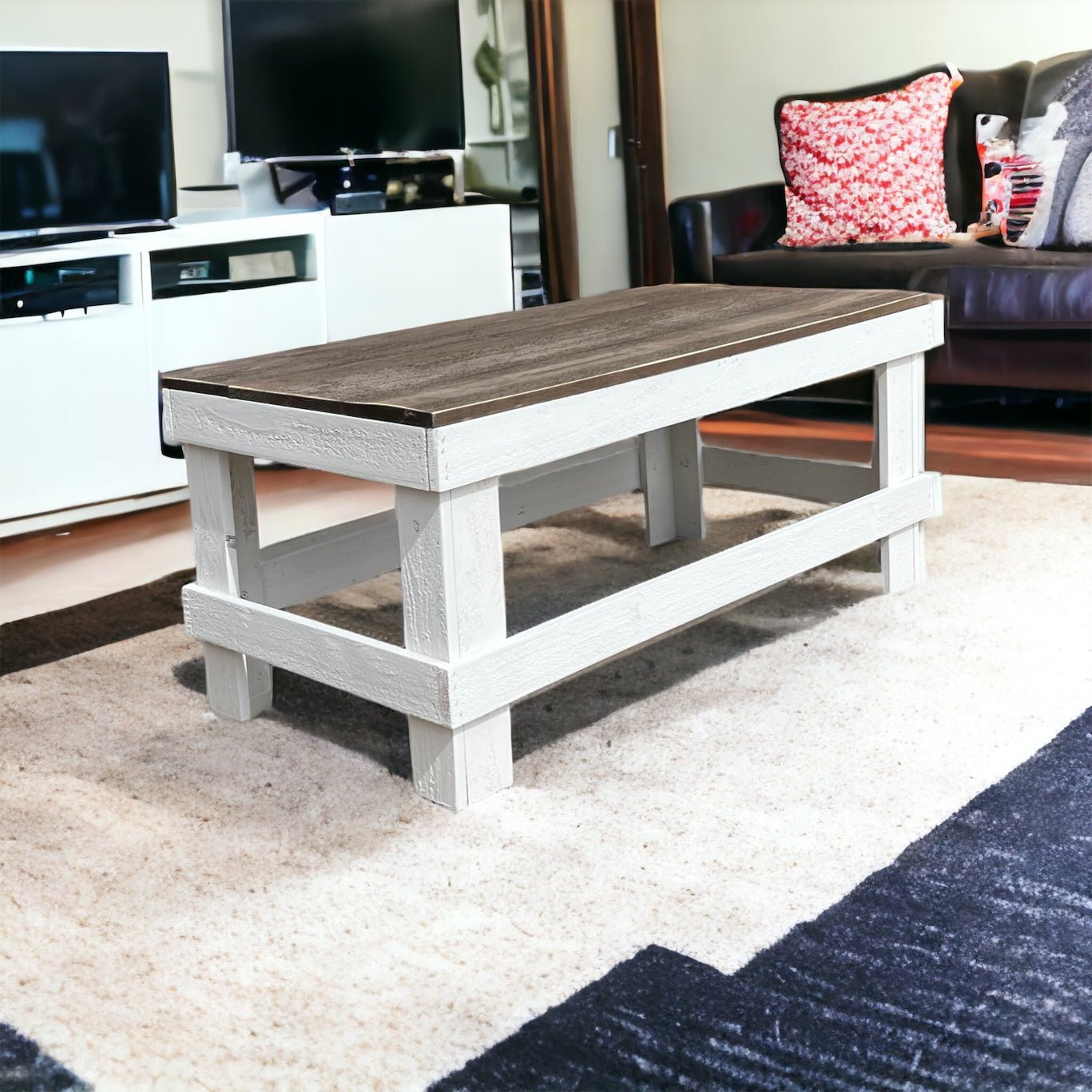 Rustic Farmhouse Coffee Table - Intrinsic Haven Coffee Table Dark Walnut/White