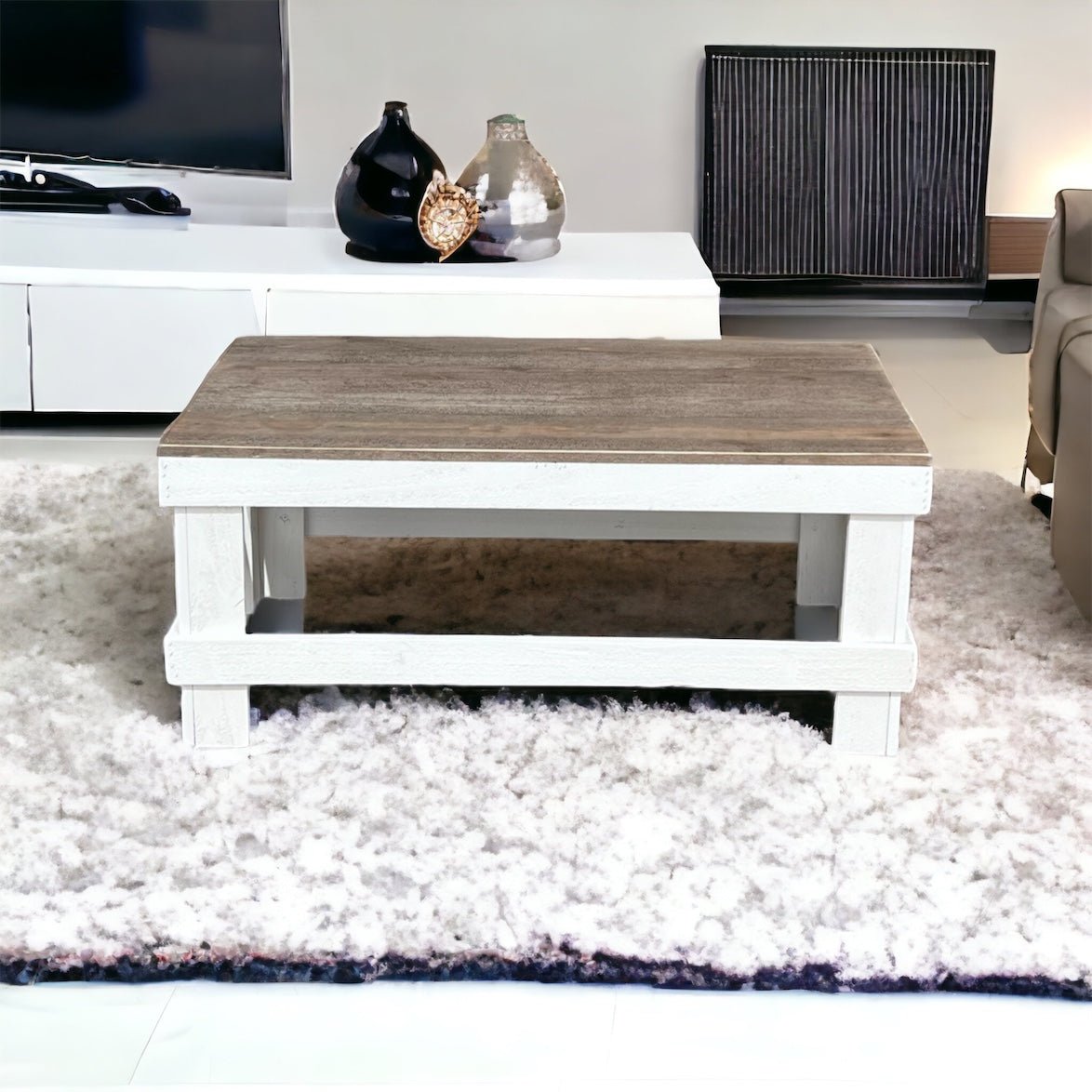 Rustic Farmhouse Coffee Table - Intrinsic Haven Coffee Table White