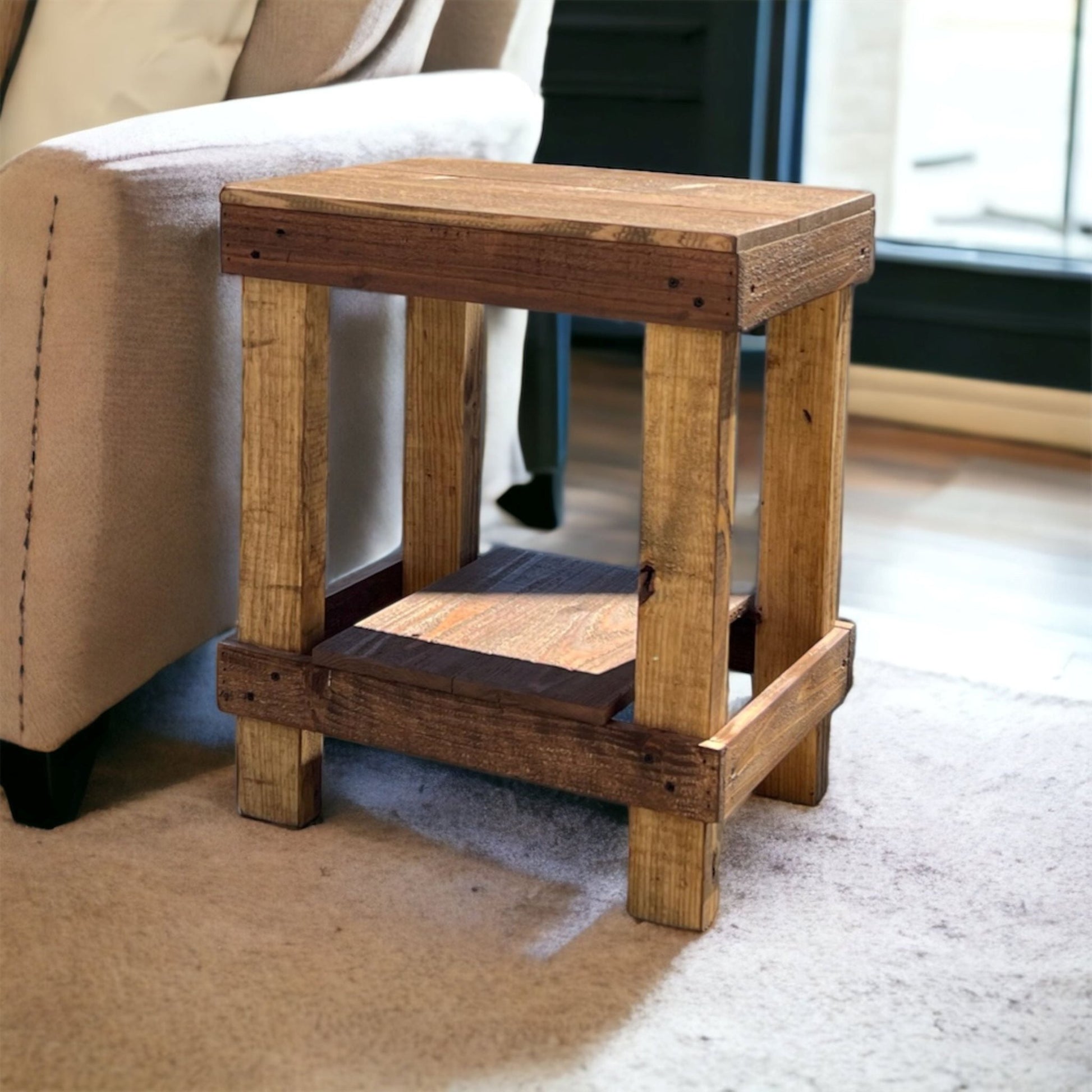 Rustic Farmhouse Slim Living Room End Table - Intrinsic Haven End Table Natural