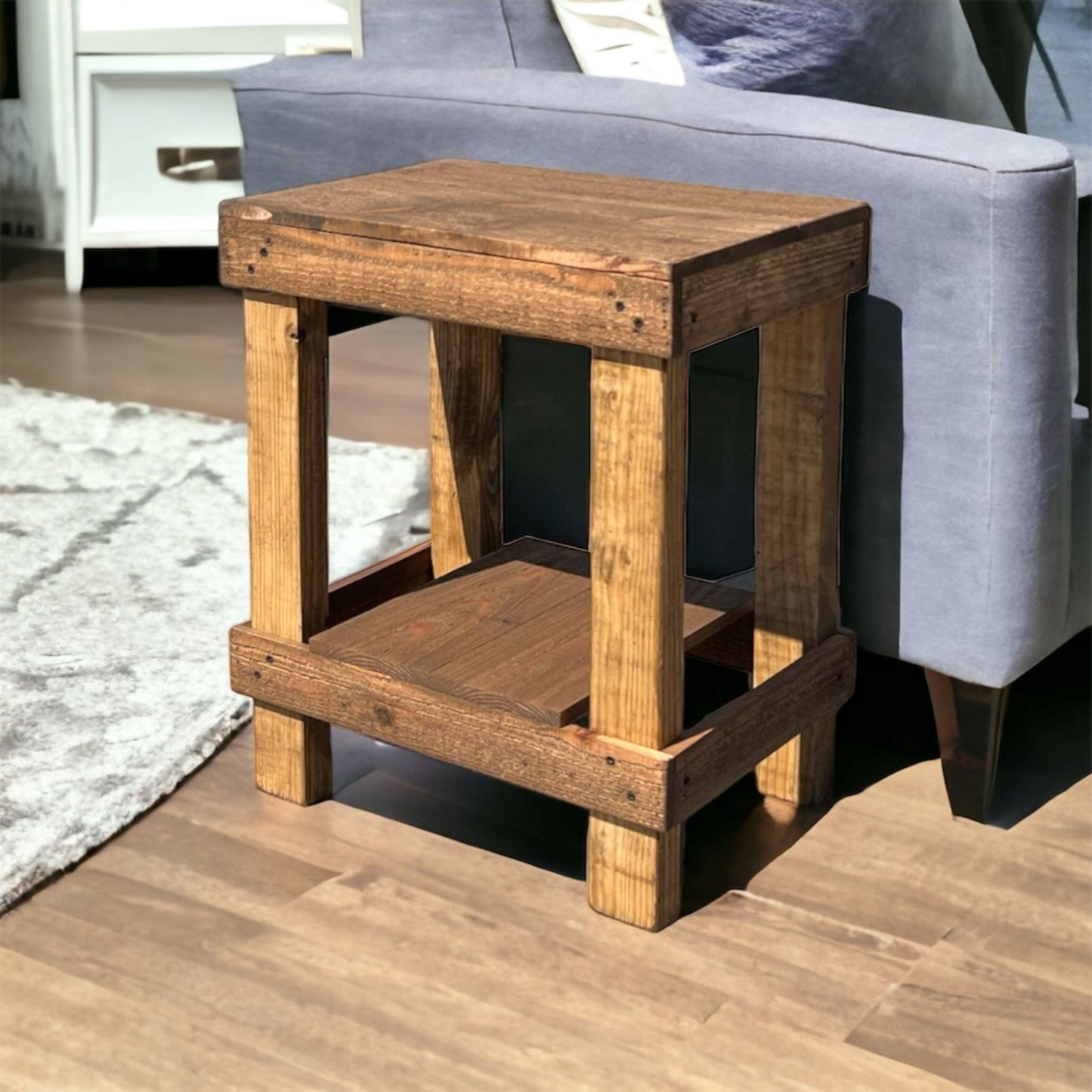 Rustic Farmhouse Slim Living Room End Table - Intrinsic Haven End Table Dark Walnut/White