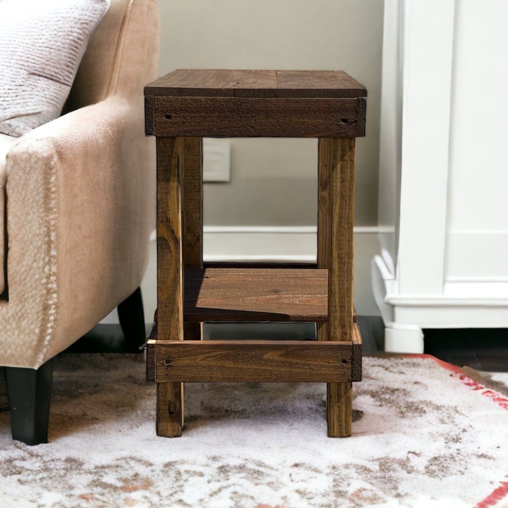 Rustic Farmhouse Slim Living Room End Table - Intrinsic Haven End Table Dark Walnut/White