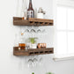 Rustic Luxe Stemware Wall Mounted Wine Rack Shelves, Set of 2 - Intrinsic Haven Wine Rack 20" Dark Walnut