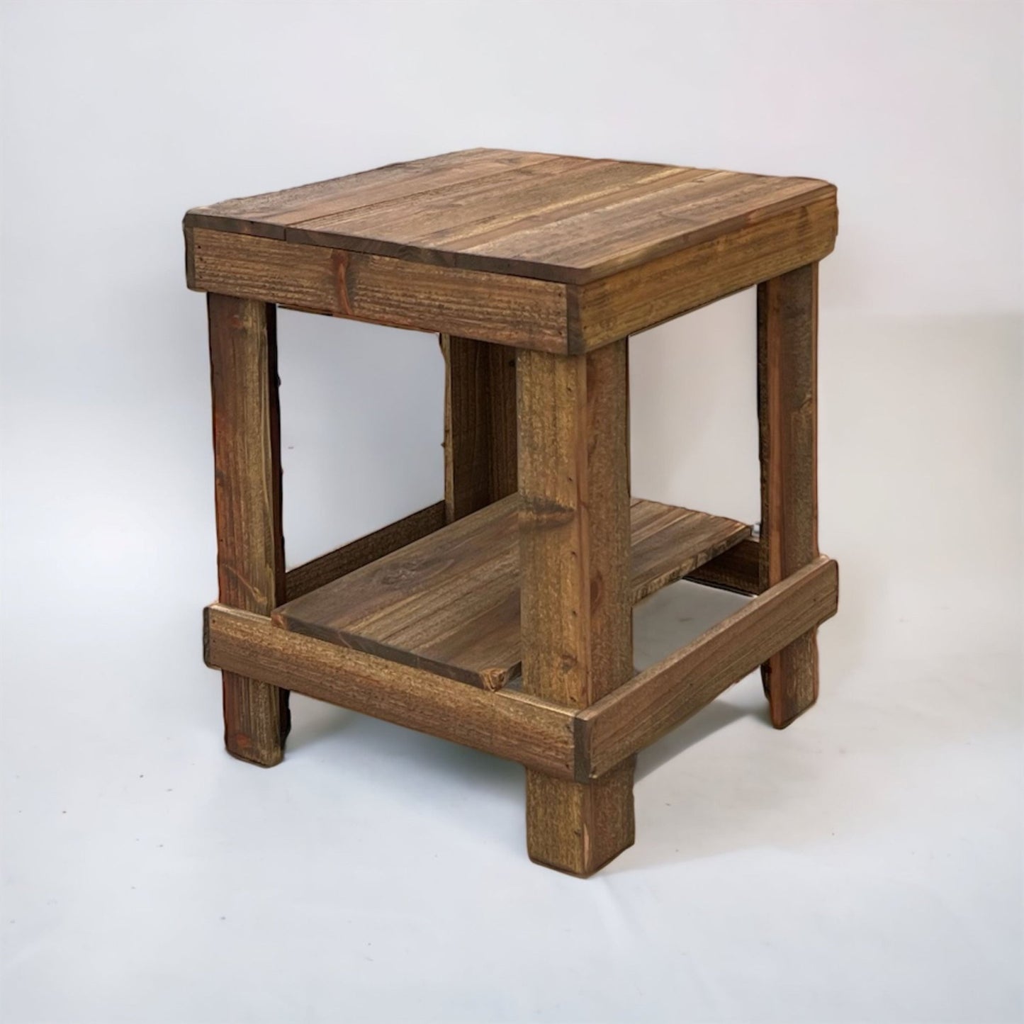 Rustic Wood Farmhouse End Table/Side Table - Intrinsic Haven End Table Brown