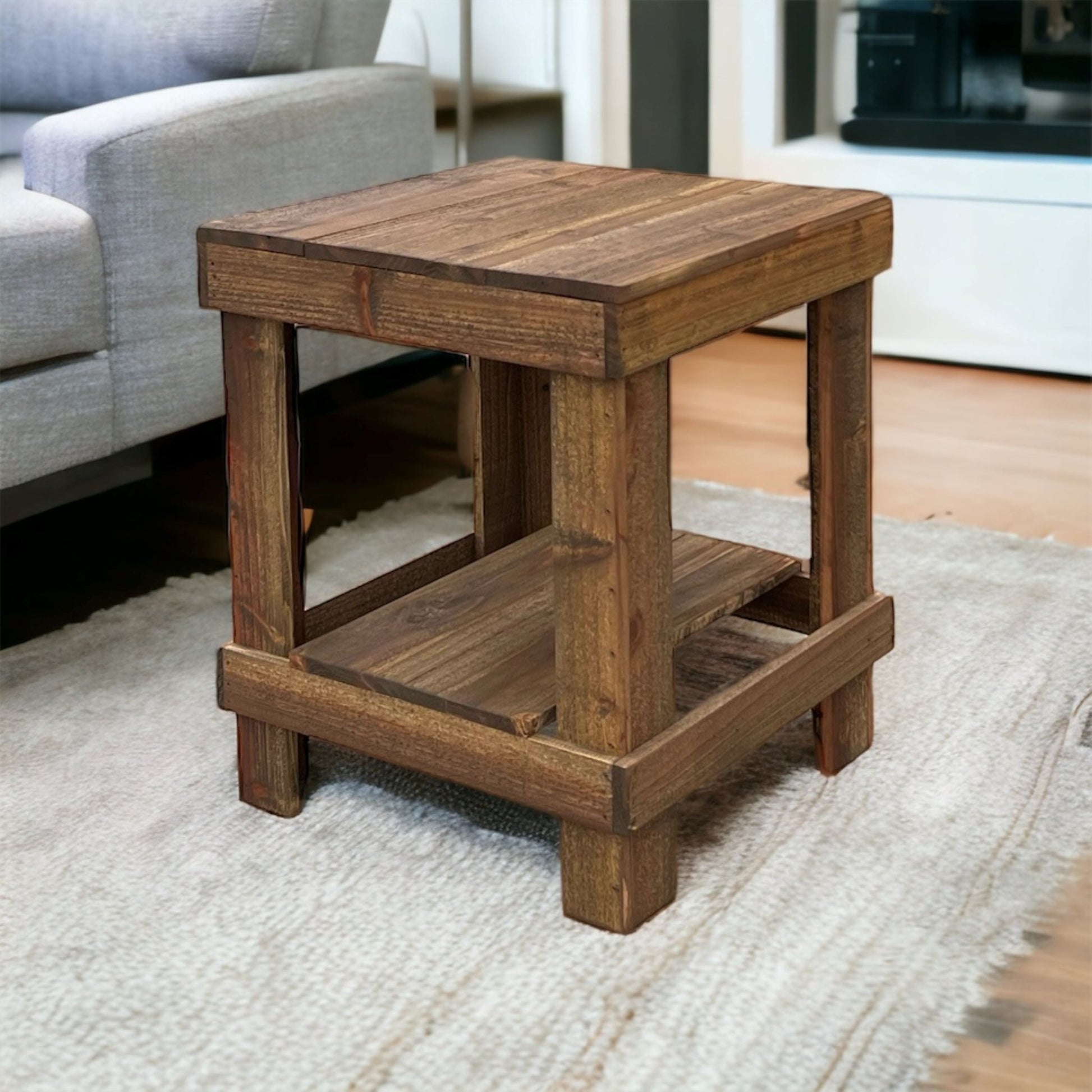 Rustic Wood Farmhouse End Table/Side Table - Intrinsic Haven End Table Brown