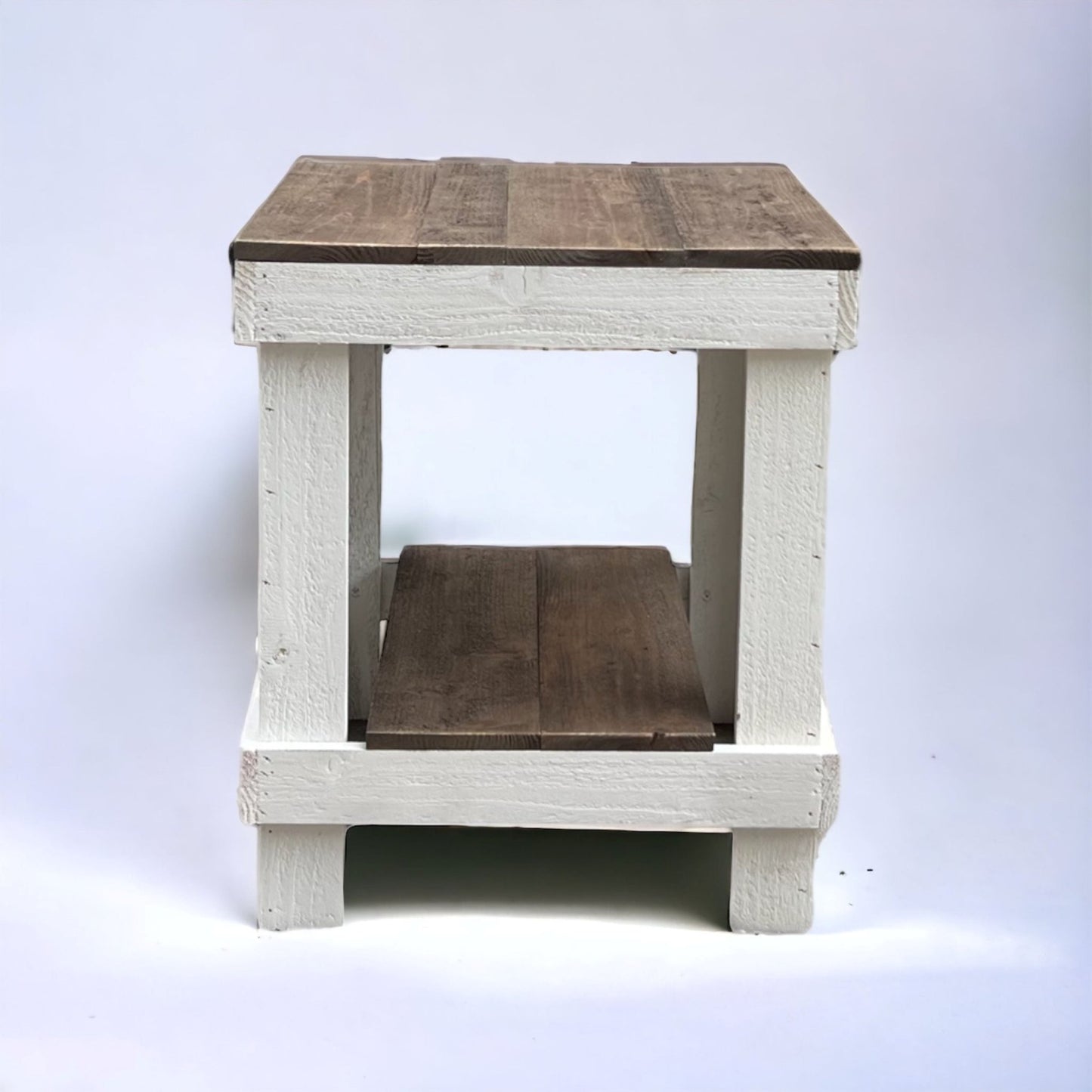 Rustic Wood Farmhouse End Table/Side Table - Intrinsic Haven End Table Dark Walnut/White