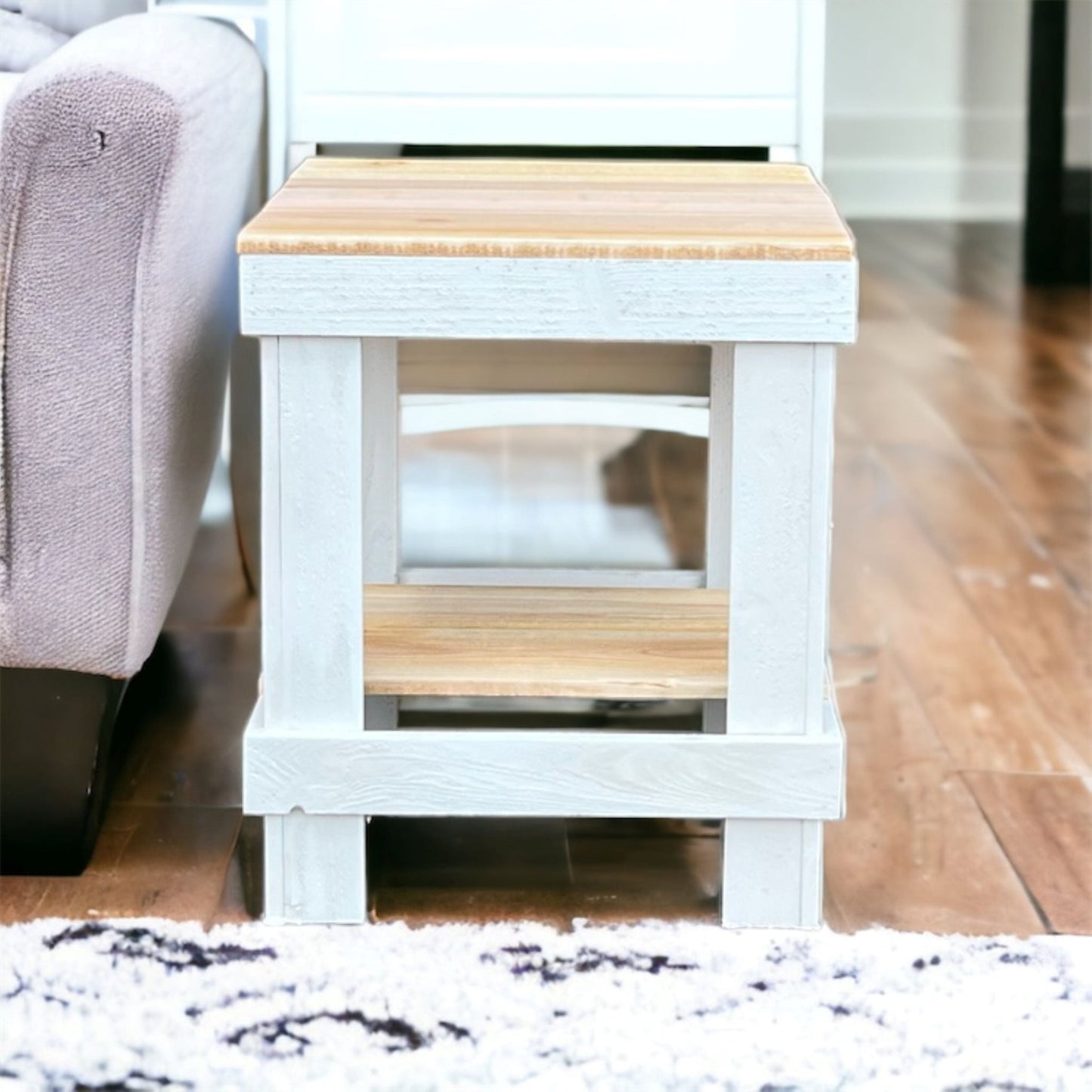 Rustic Wood Farmhouse End Table/Side Table - Intrinsic Haven End Table Dark Walnut/White