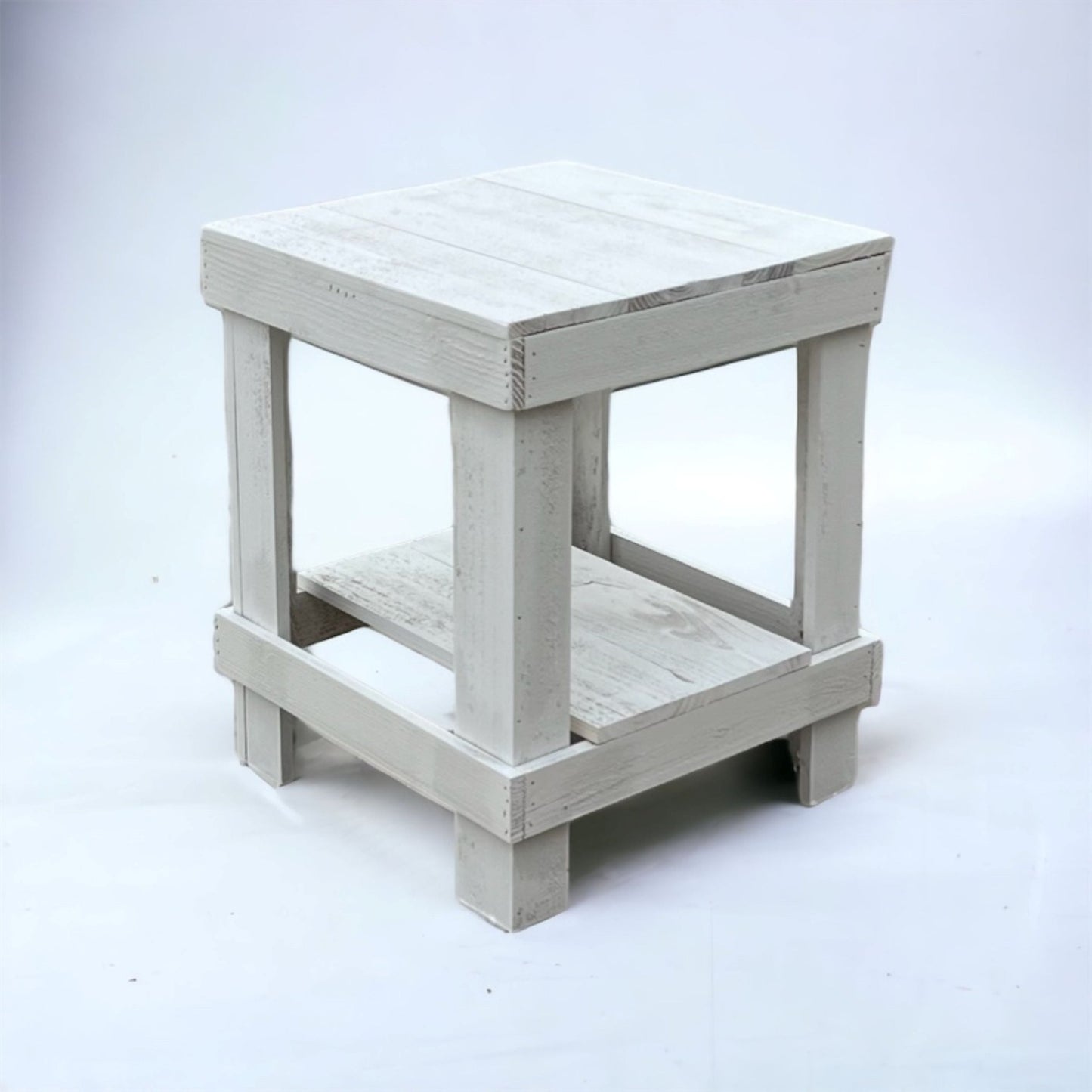 Rustic Wood Farmhouse End Table/Side Table - Intrinsic Haven End Table White