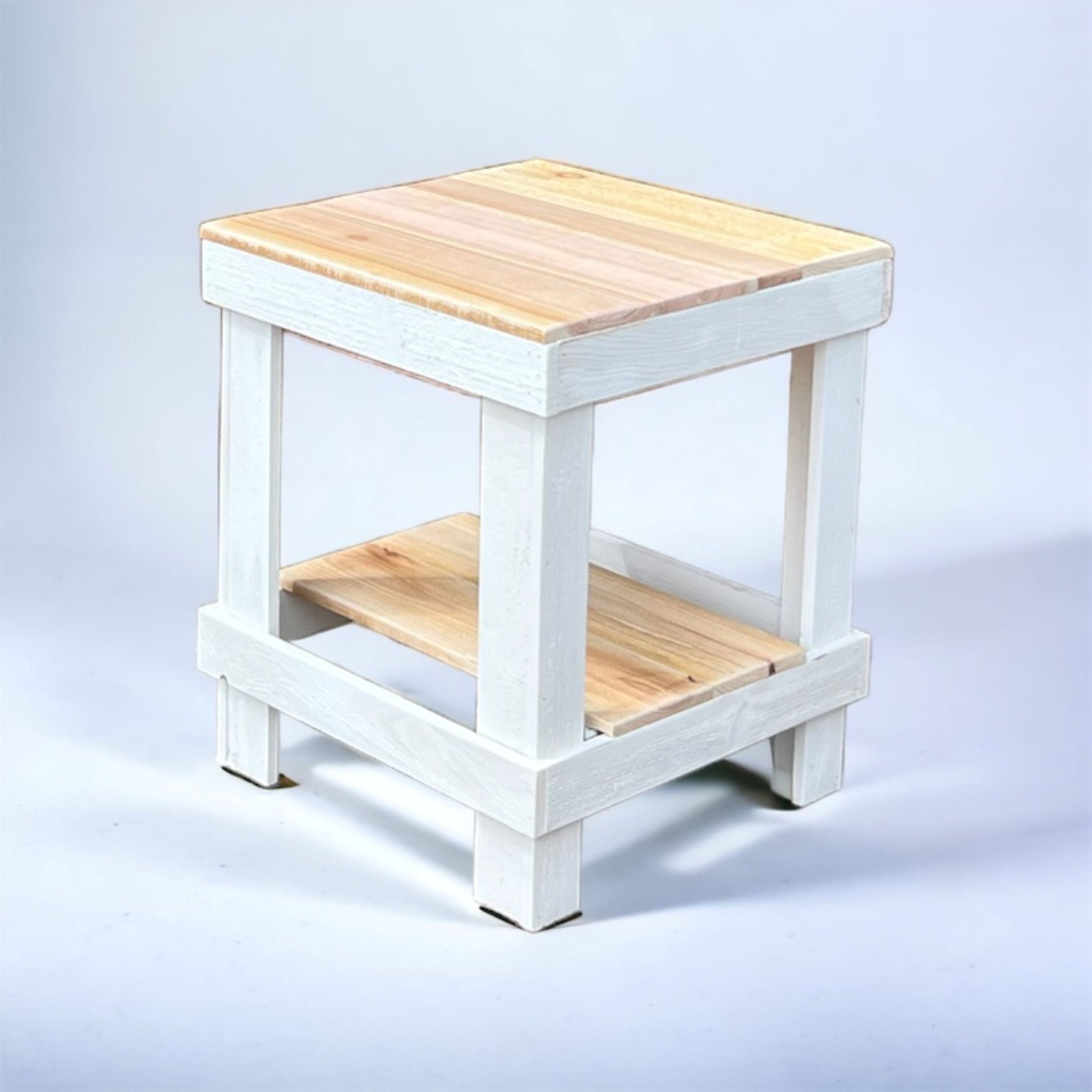 Rustic Wood Farmhouse End Table/Side Table - Intrinsic Haven End Table Natural/White