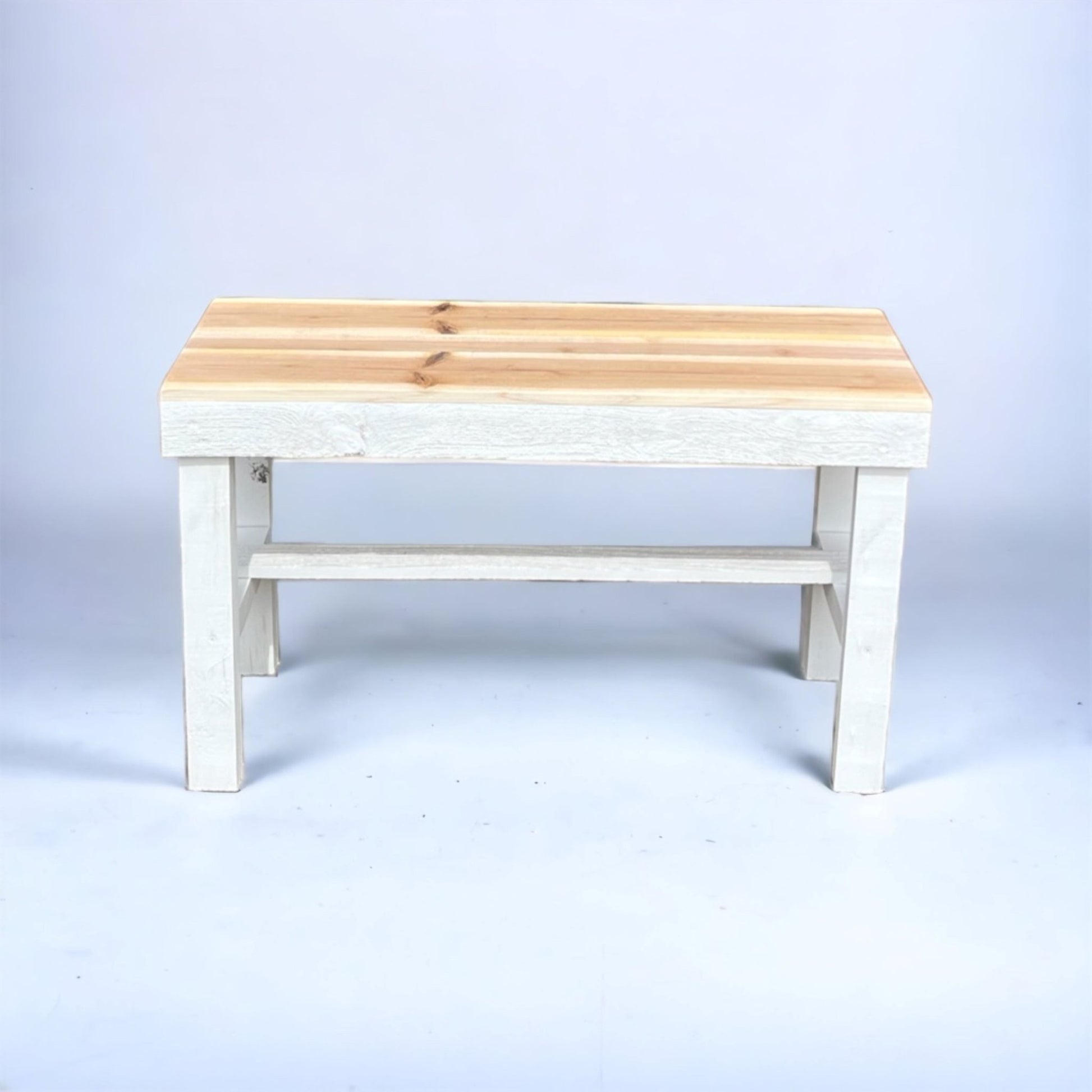 Rustic Wood Small Entryway Bench - Intrinsic Haven Benches Natural/White