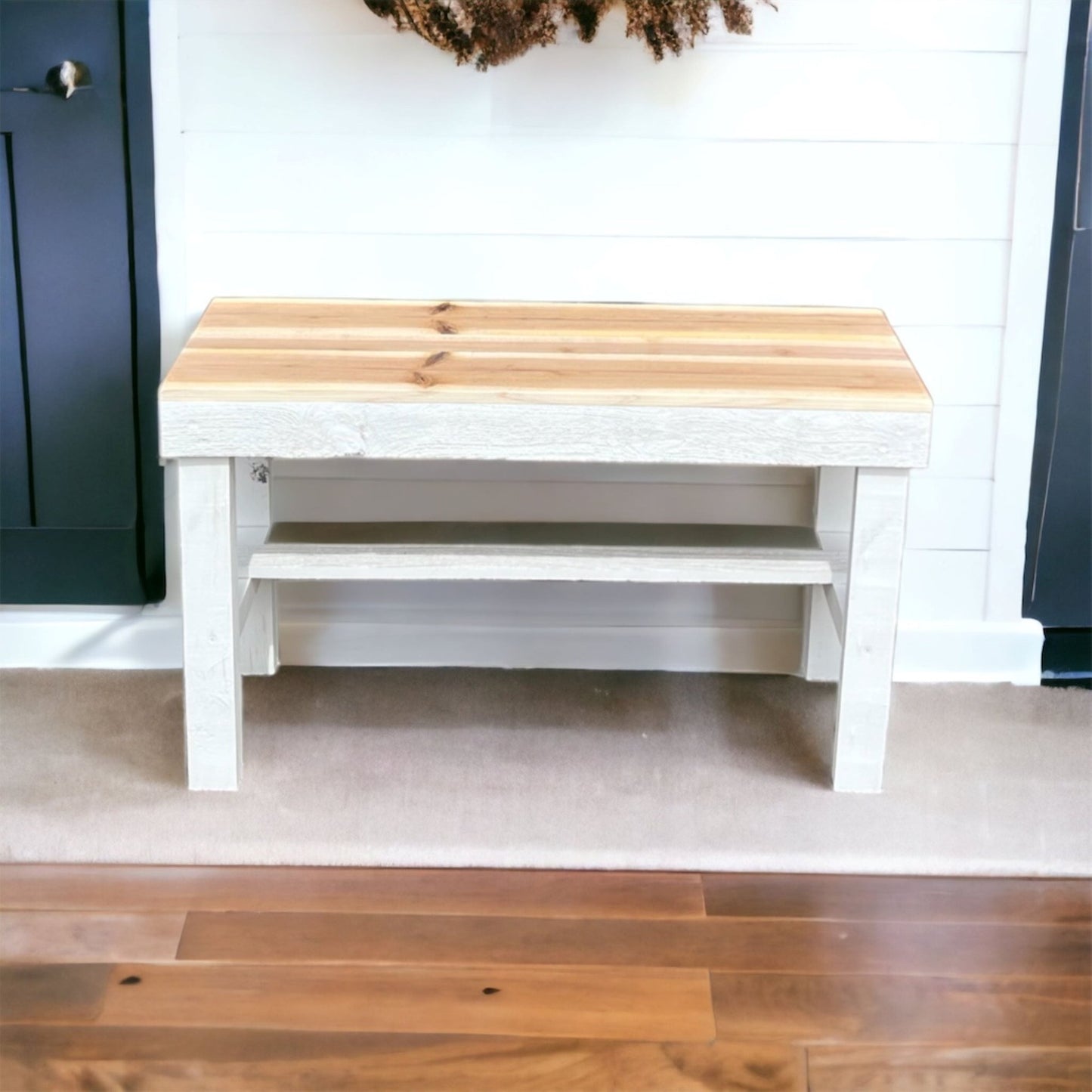 Rustic Wood Small Entryway Bench - Intrinsic Haven Benches Unfinished