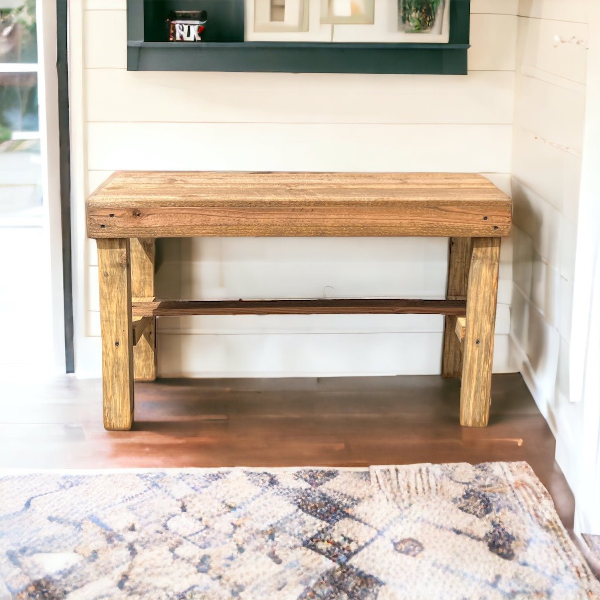 Rustic Wood Small Entryway Bench - Intrinsic Haven Benches Brown