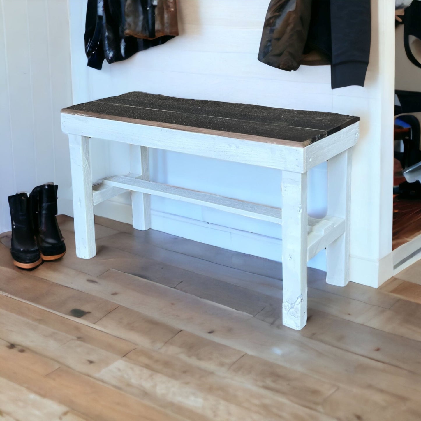 Rustic Wood Small Entryway Bench - Intrinsic Haven Benches Unfinished